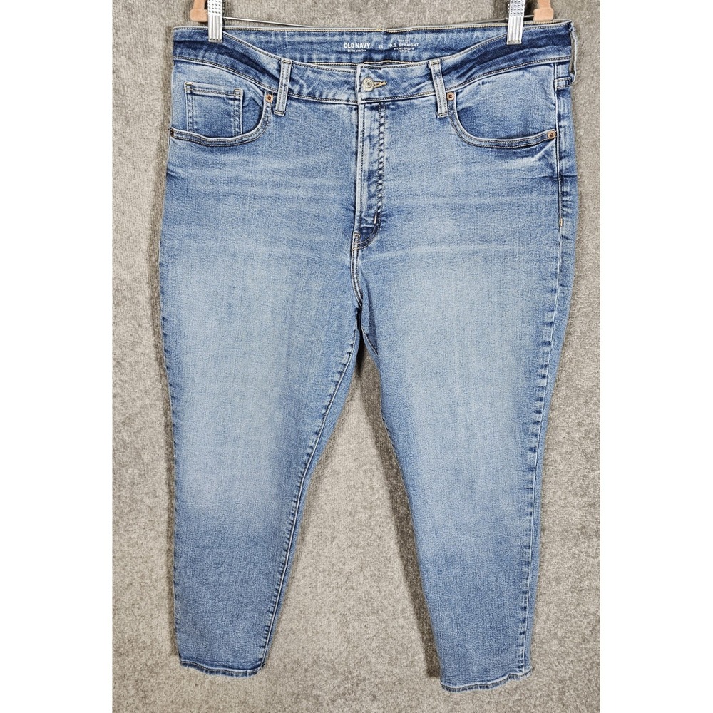 Old Navy Extra Stretch High Rise OG Straight Jeans Womens Size 16 Blue 5 Pocket